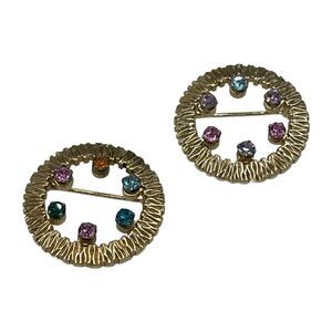 Two vintage Anson rhinestone wreath scattered pins.